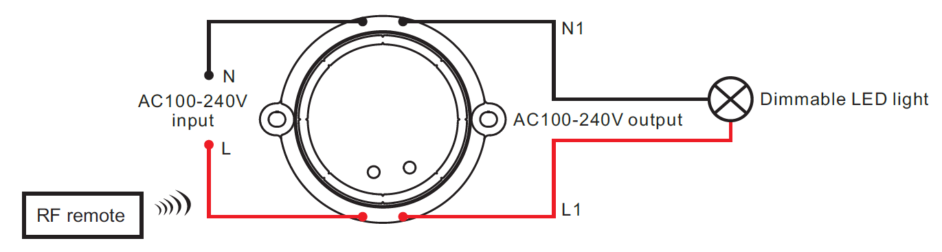 Triac LED Schalter 1-Kanal mit Funk Steuerung SR-1009SAC ...